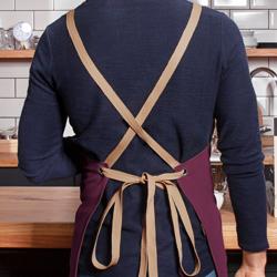 (6 pieces) KARLOWSKY | Adjustable Cross-Back Bib Apron Urban Nature – Aubergine - 700×850 mm