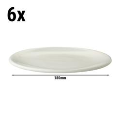 (6 pcs) LUX - Assiette coupe plate - Porcelaine - Ø180mm - Ivoire