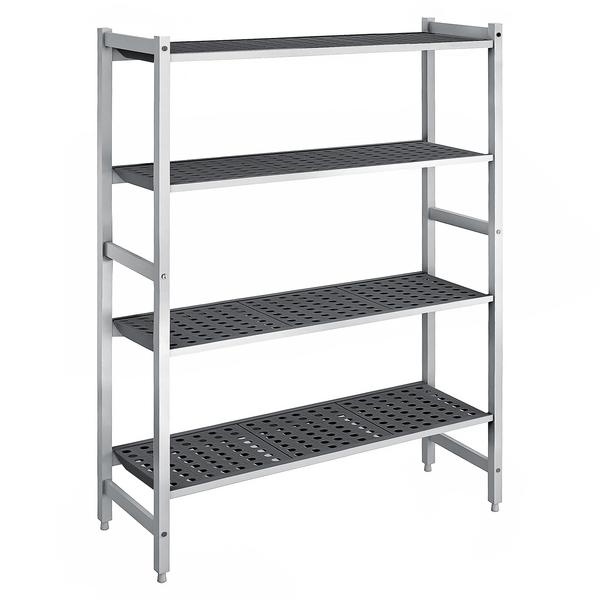 Aluminium/kunststof stelling - 1500x1800mm - Diepte: 460mm - met 4 schappen - Draagvermogen totaal: 900kg