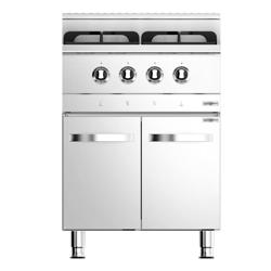 Cucina a gas professionale - 13,06 kW - 4 fuochi - 600x600x900mm - su vano aperto