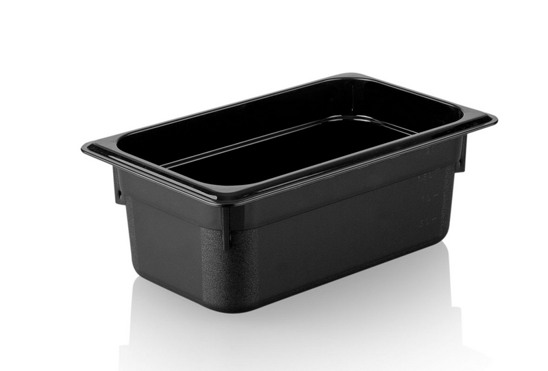 Recipiente GN em policarbonato 1/4 - preto - profundidade 100 mm