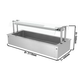 Beépíthető jégkád - 6x GN 1/1 - 2110 mm - 250 l - kétoldali leheletvédő üveggel