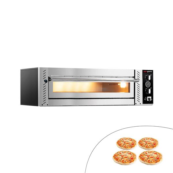 Commercial Electric 1‑Chamber Pizza Oven – 4x Ø30 cm - 450°C - Manual Controls - 5 kW 400V 2N