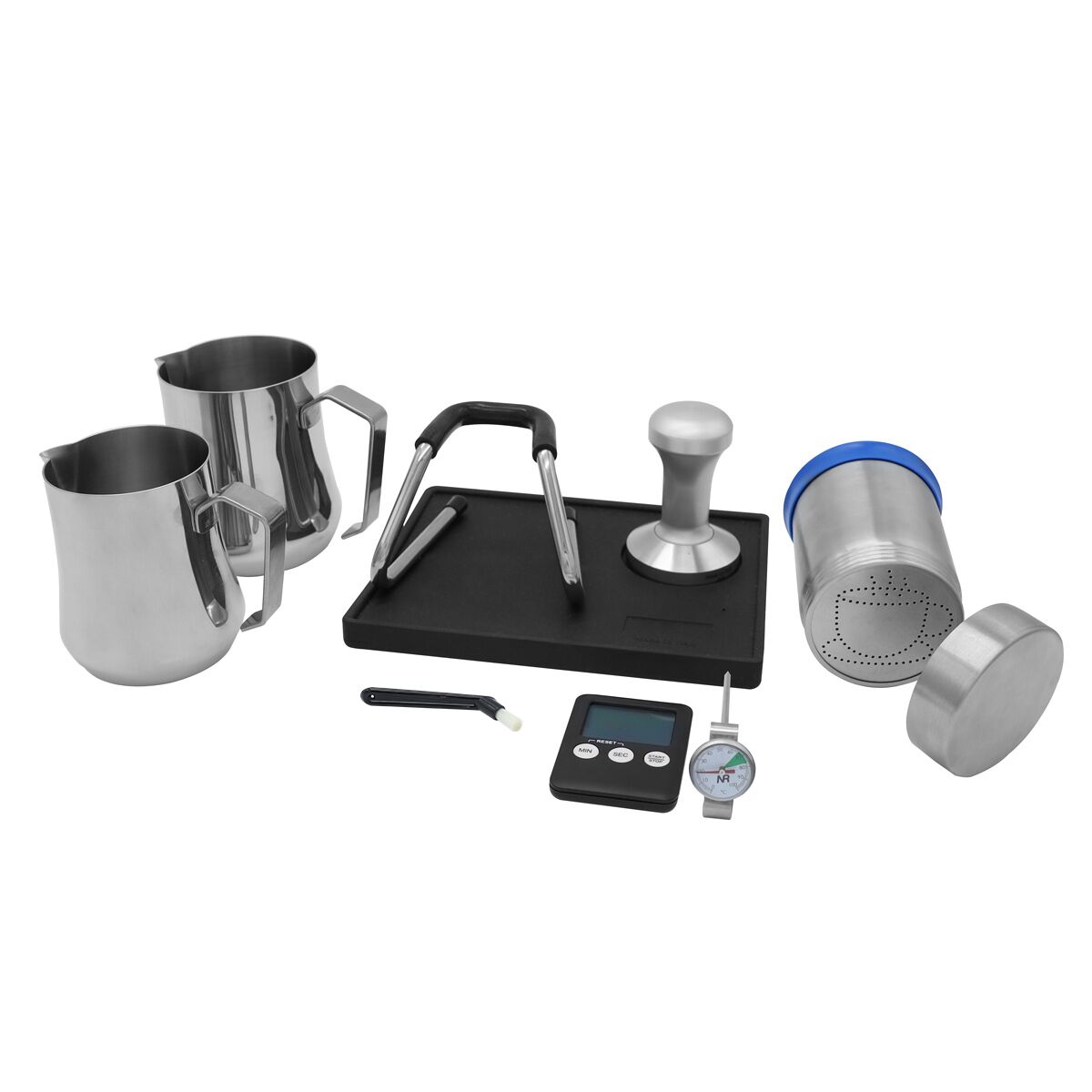 Barista Kit 10 piece incl. 2 milk jugs tamper brush timer thermometer