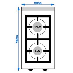 Gas stove - with 2 burners - 16 kW