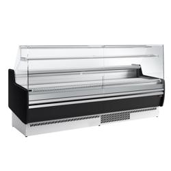 Comptoir vitrine réfrigérée - 2560mm - +0/+6°C - 4 portes - 1 étagère - Façade noire