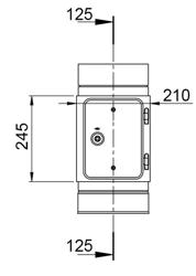 Egyenes tisztítóidom - dobozzal - rozsdamentes acélból - Hossz: 426 mm - Ø 250 mm