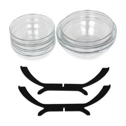 Présentoir buffet - Set de 5 pièces - Acier inoxydable - Noir - Hauteur:340mm - incl. 5 Bols en verre 4x 170x170mm, 1x 200x200mm - avec 5 Niveaux