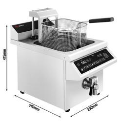 Commercial Induction Fryer - 8 litres - 3.5kW - Electronic control - Digital - with drain tap - with automatic basket lift
