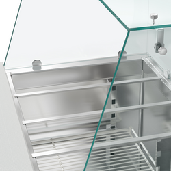 Saladette PREMIUM - 1368mm - 3 deuren - met hoge glazen opzetstuk voor 4x GN 1/1