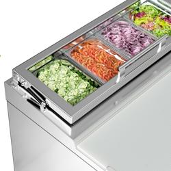 Saladette PREMIUM - 900mm - 159L - 2 portas de vidro - com vitrine de vidro para 4x GN 1/3 & Tampa de vidro