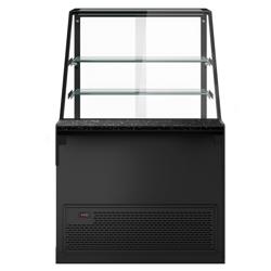 Koeltoonbank TORONTO - 1000x880mm - front zwart - dubbel glas - met 2 legborden - granieten werkblad