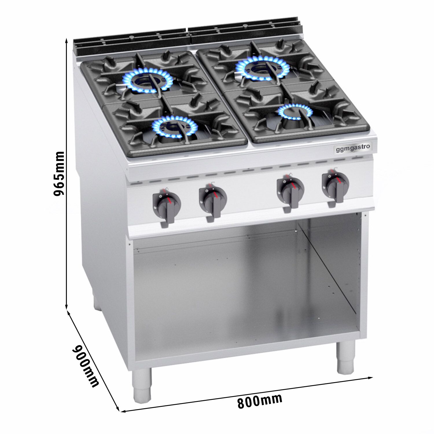 Fourneau à gaz – 34,5 kW – 4 brûleurs