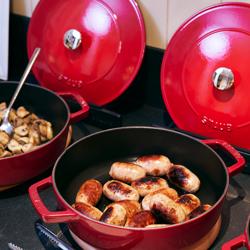 STAUB | BRAISERS - Sauteerpan met Chistera Drop Structure - 240mm - Gietijzer - Kersenrood