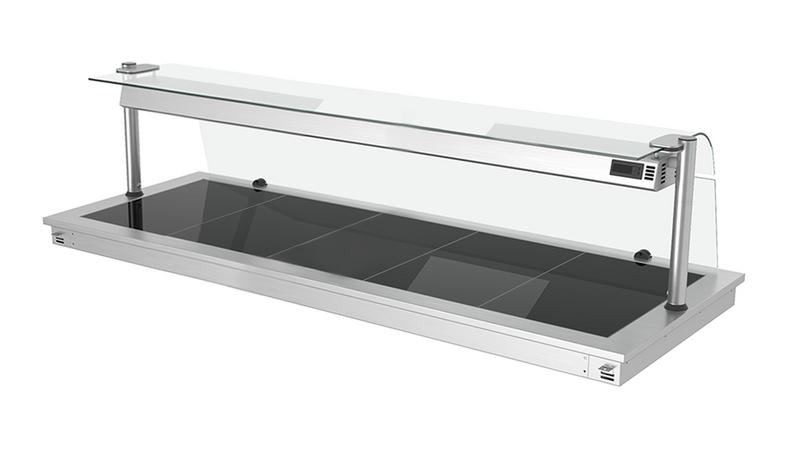 Inbouw warmhoudplaat RVS - met glazen oppervlak - 1785mm - 5x GN 1/1 - 2,25 kW