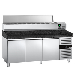 Rashladni pult za pripremu pizze PREMIUM - 2000x800 mm - sa 3 vrata - uklj. Rashladna nadograđena vitrina - 10x GN 1/4 