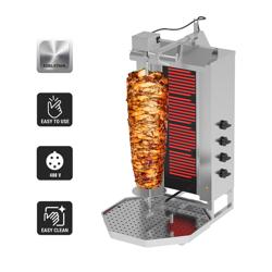 Electric Doner Kebab Grill (Shawarma/Gyros) - 4 Burner - up to 60kg - 7.2kW - incl. 2 double doors & drip tray