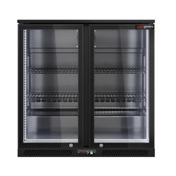 Banco Frigo Bar - 900mm - 220Litri - con 2 porte in vetro a battente - Esterno e interno nero