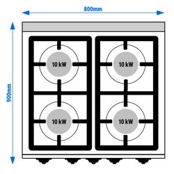 Gazlı ocak - 4 brülörlü - 40 kW - gazlı fırın dahil - 7,8 kW - yüksek performanslı model