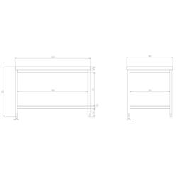 Edelstahl Arbeitstisch PREMIUM - 1600x800mm - mit Grundboden ohne Aufkantung