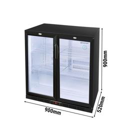 GASTRO-COOL | Commercial Back Bar Display Fridge – 200 L – 900 mm – 2 Glass Doors – Black – GCUC200