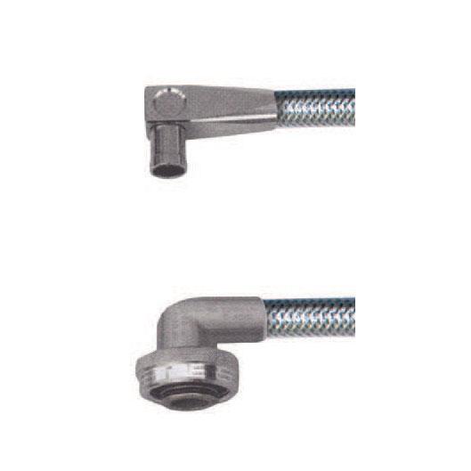 Manguera de gas de seguridad - 500mm - Norma EN14800 - con válvula de seguridad y protección antirrotura de manguera - con conexión acodada 90°