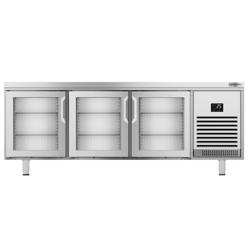 Dranken koelwerkbank PREMIUM PLUS - 2185x800mm - 635 liter - 3 glazen deur(en) - dubbel glas
