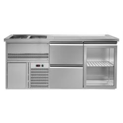 Bancada frigorífica PREMIUM PLUS - 1950x700mm - 1 porta de vidro & 2 gavetas