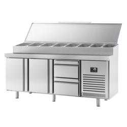 Saladette - 1960x700mm - 2-deurs + 2 lades - voor 1x GN 1/2 & 9x GN 1/3