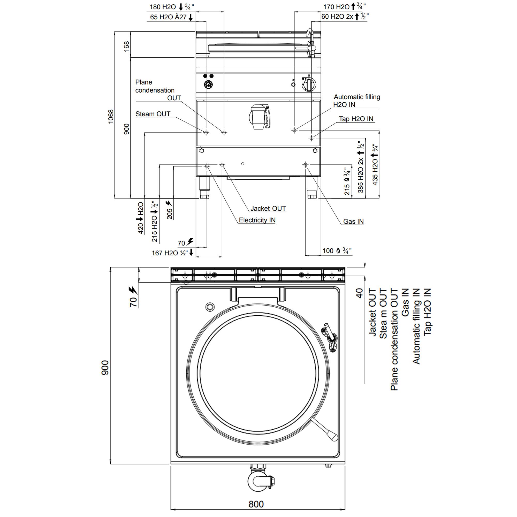 Marmite de Cuisson à Gaz - 100 Litres - 20,9 kW - Chauffage Indirect