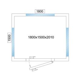Chambre froide positive modulaire - 1800x1500mm - 4,06m³ - avec 3 faces vitrées