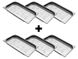 (6 stuks) RVS Gastronormbak 1/1 - Geperforeerd - Hoogte: 40mm