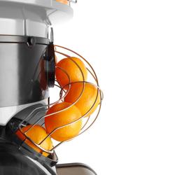 Elektrische Orangenpresse - mit automatischer Fruchtzufuhr & regulierbarem Ablasshahn - Silber