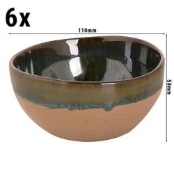 (6 stuks) Kom - Wisteria - Steengoed - rond - Ø110mm - stapelbaar - groen/beige