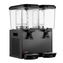 Commercial Cold Drinks Dispenser - 2x polycarbonate tanks with tap & paddle agitation - 2x 18 Litres - 600W - Black