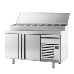 Saladette refrigerata professionale - 1618x800mm - 2 porte e 1 cassetto - per 9x GN 1/3 vaschette