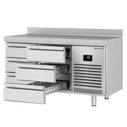 Koelwerkbank PREMIUM PLUS - 1468x700mm - 6 lades - met spatrand - digitale thermostaat - 305 liter