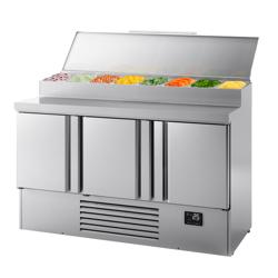 Commercial Saladette Prep Counter - 1460x700mm - 3 Doors - topper for 8x GN 1/4