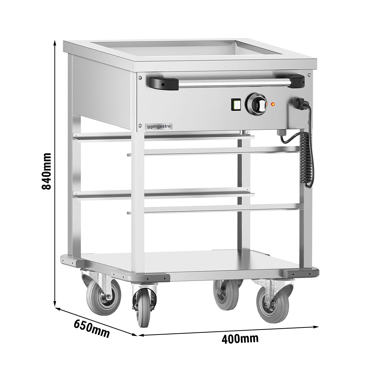 Chariot bain-marie thermique - 1 kW - GN 1/1 - température de cuve réglable en commun