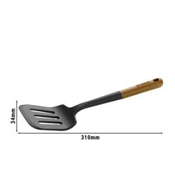 STAUB | Turner Spatula – 31 cm - Silicone - Black - Acacia Wood Handle - Nonstick Safe
