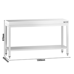 Inox Blat de lucru PREMIUM - 1,5 m - cu polita