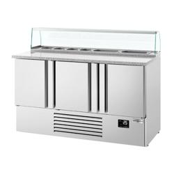 Commercial Saladette Counter PREMIUM PLUS - 1460mm - 355L - 3 doors - with glass canopy for 8 x GN 1/6