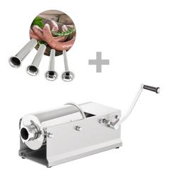 Recheador de salsichas manual - 3 litros - aço inoxidável - incl. 4 acessórios
