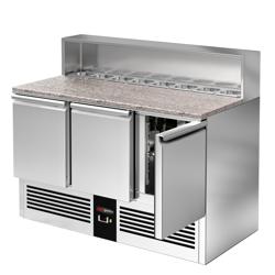 Saladette PREMIUM - 1368mm - 3 porte - con supporto in acciaio inox per 8x GN 1/6