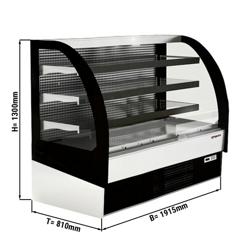 Commercial wall-mounted refrigerated display shelving - 1915 mm - with LED lighting and 3 shelves - closed rear