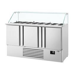 Saladette Premium PLUS - 1460mm - 3 deuren - met glazen opzetstuk voor 9x GN 1/3 & 6x 1/6 GN