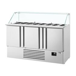 Commercial Saladette Counter PREMIUM PLUS - 1460mm - 335L - 3 doors - with square glass canopy for 9 x GN 1/3 & 6 x GN 1/6