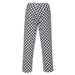 Unisex Chef Trousers – Black/White Chessboard - Size S - 3 Pockets - Half-Elastic Back