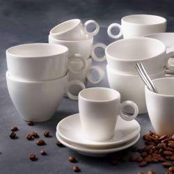 (6 szt.) BART - Filiżanka do cappuccino [Bart] - 265ml - Elfenbinowy - Porcelana - sztaplowana