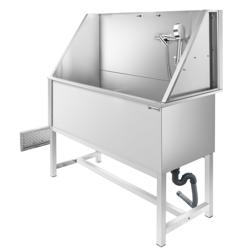 Baie pentru câini - cu Rampă, baterie & grătar de podea din inox